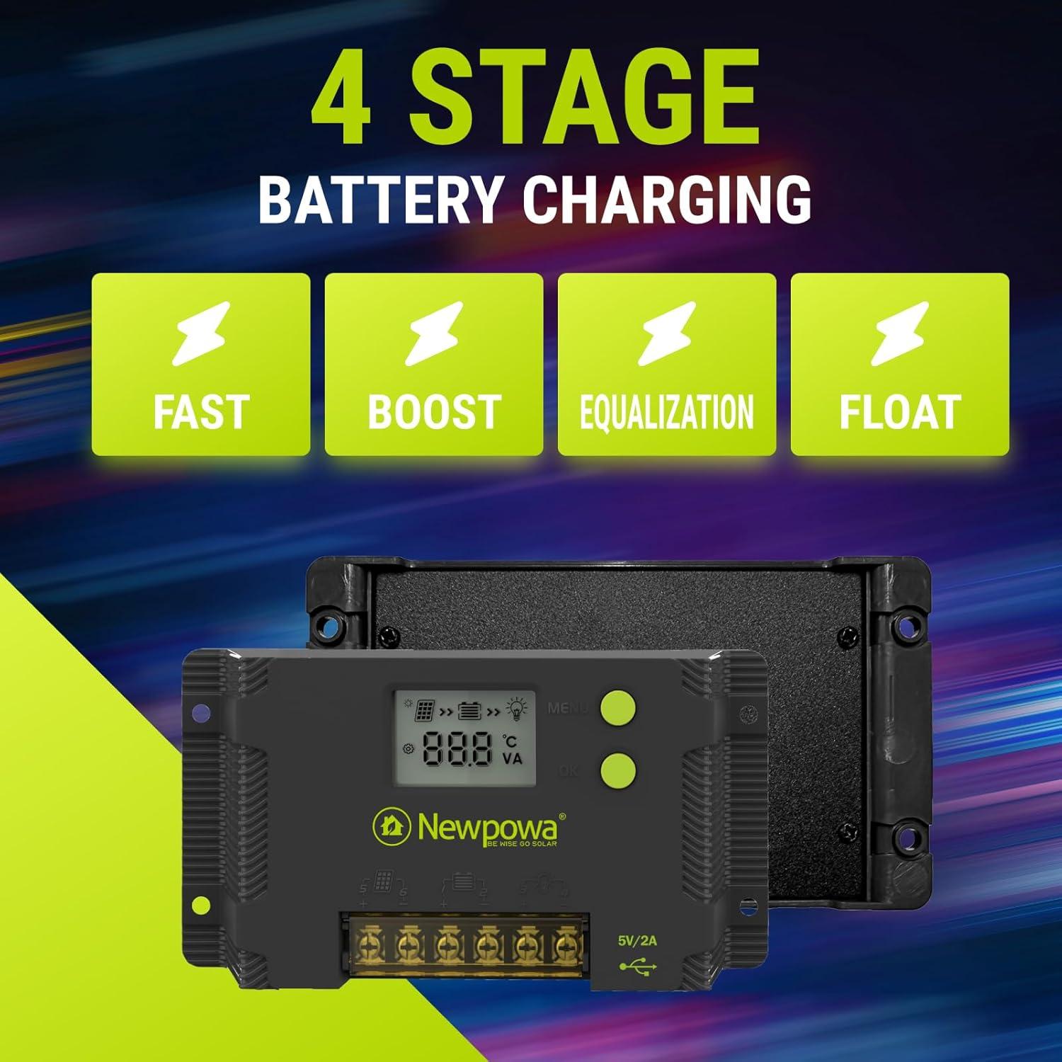 Controlador de Carga Solar PWM 20A Newpowa 12V/24V LCD