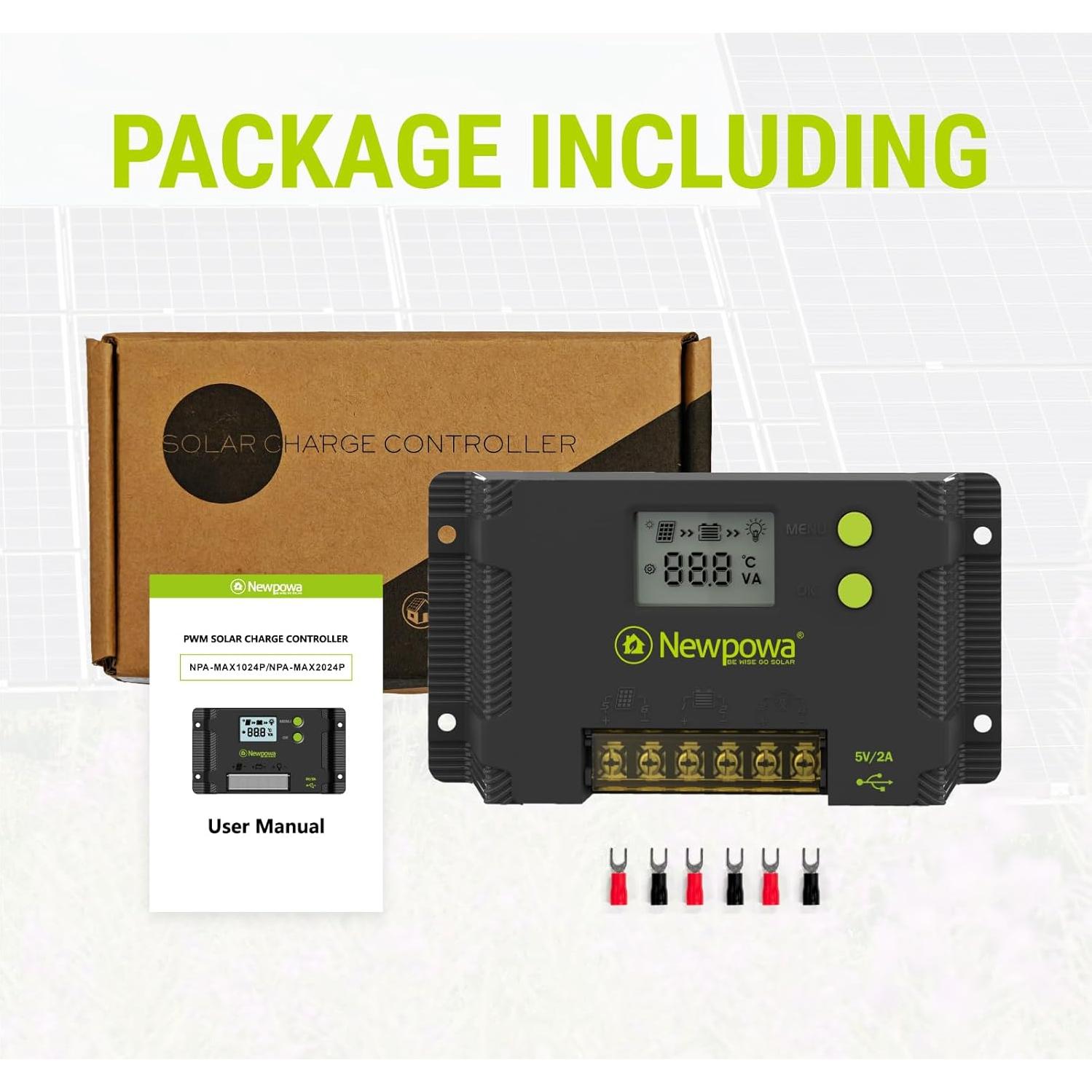 Controlador de Carga Solar PWM 20A Newpowa 12V/24V LCD