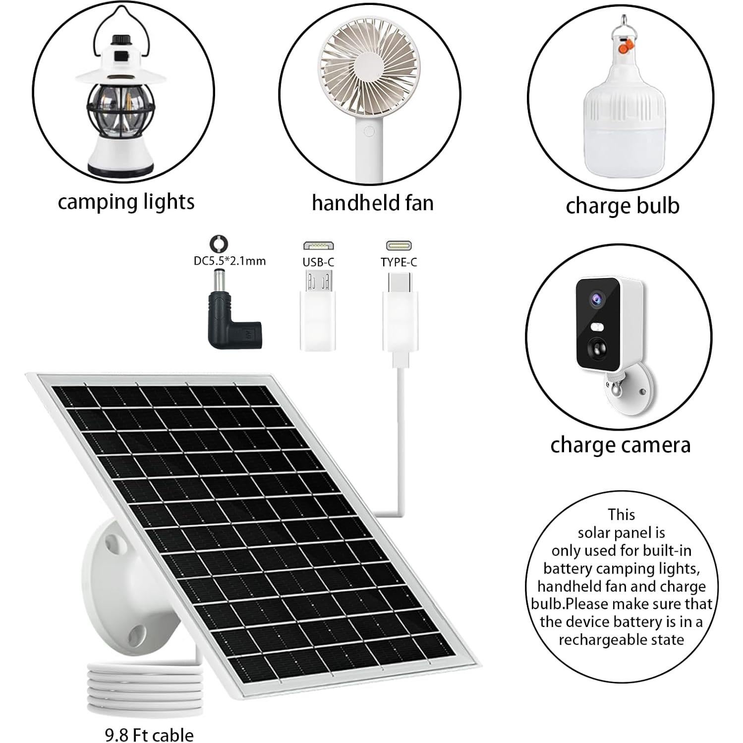 Panel Solar NEWCONNY 6W 5V Portátil USB-C Micro USB Blanco