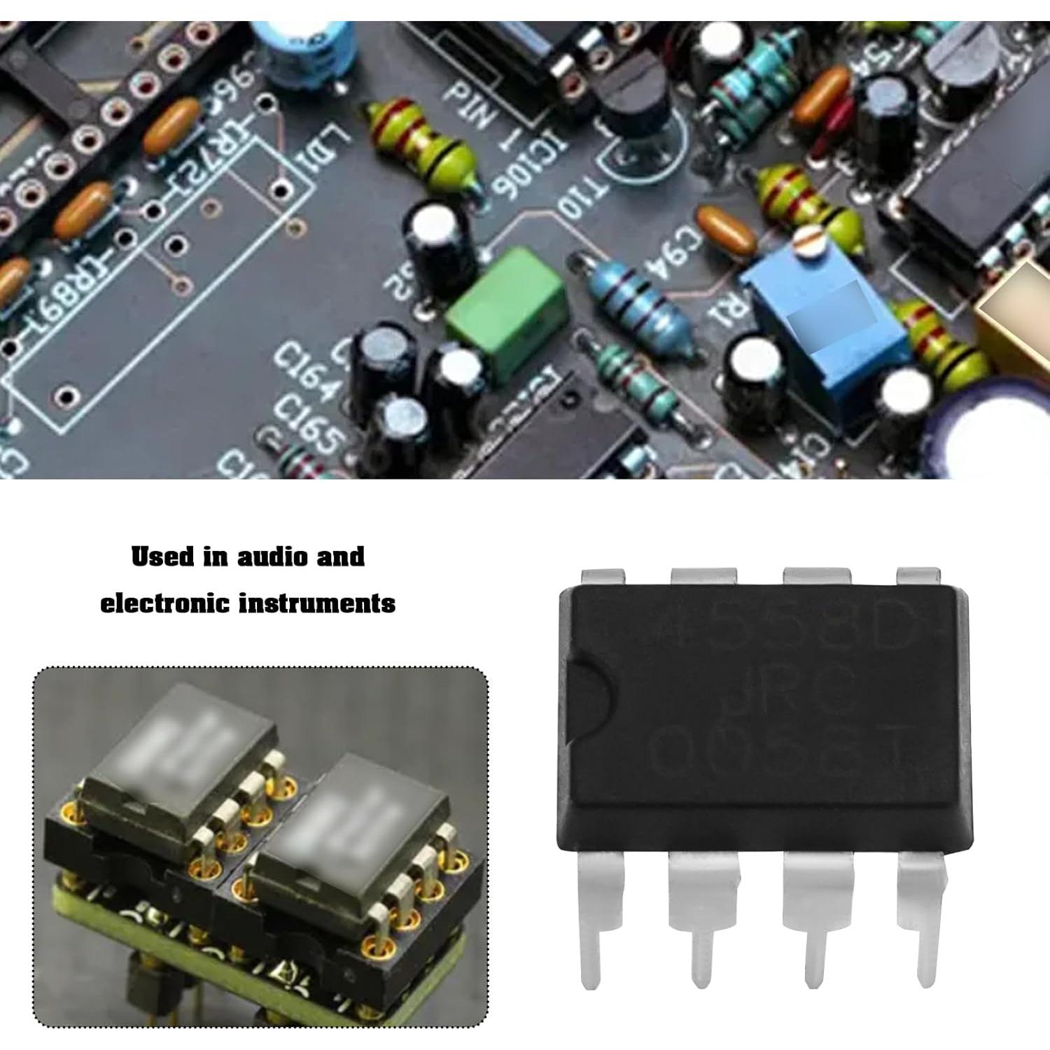 20 Piezas JRC4558 Amplificador Operacional DIP-8 Bajo Ruido