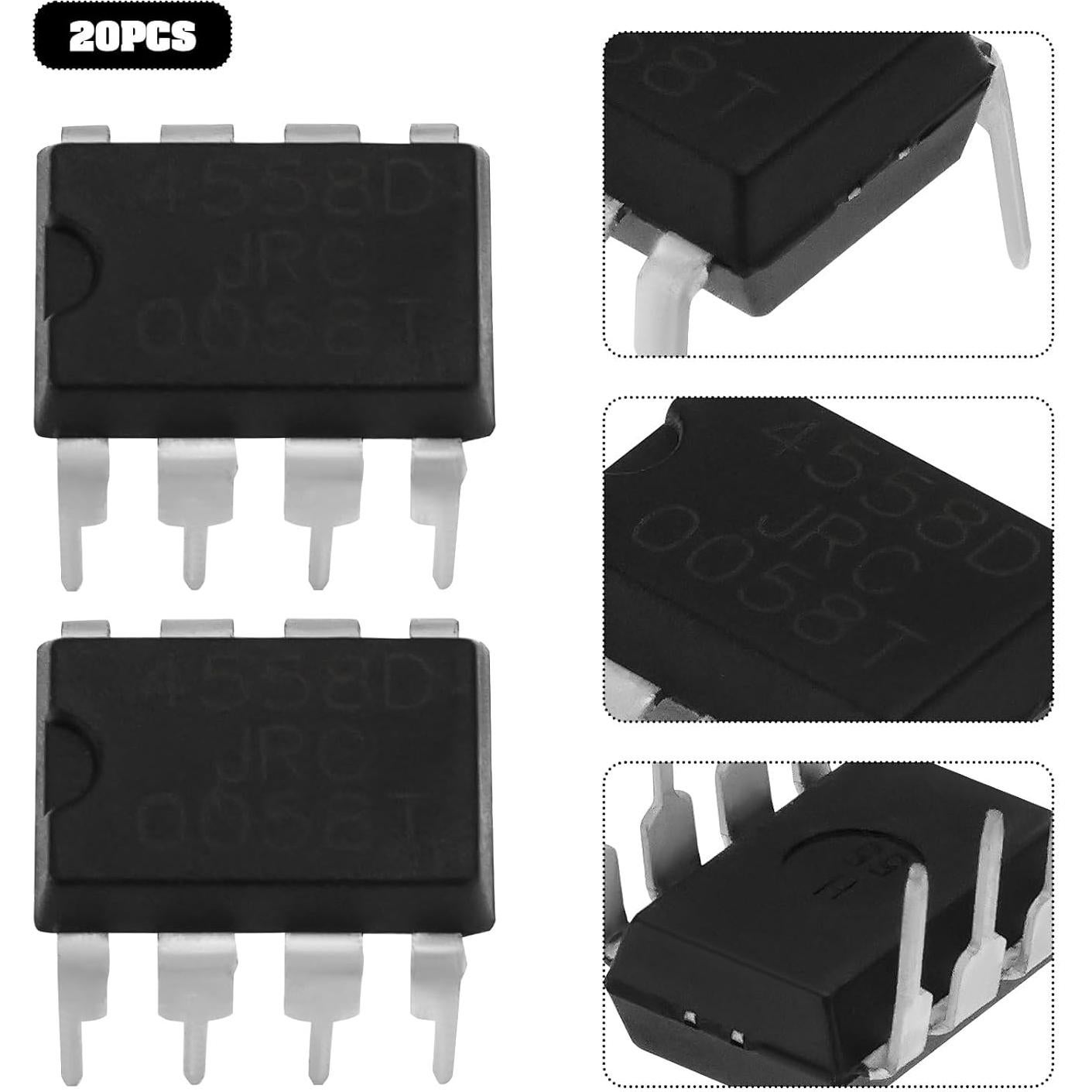 20 Piezas JRC4558 Amplificador Operacional DIP-8 Bajo Ruido