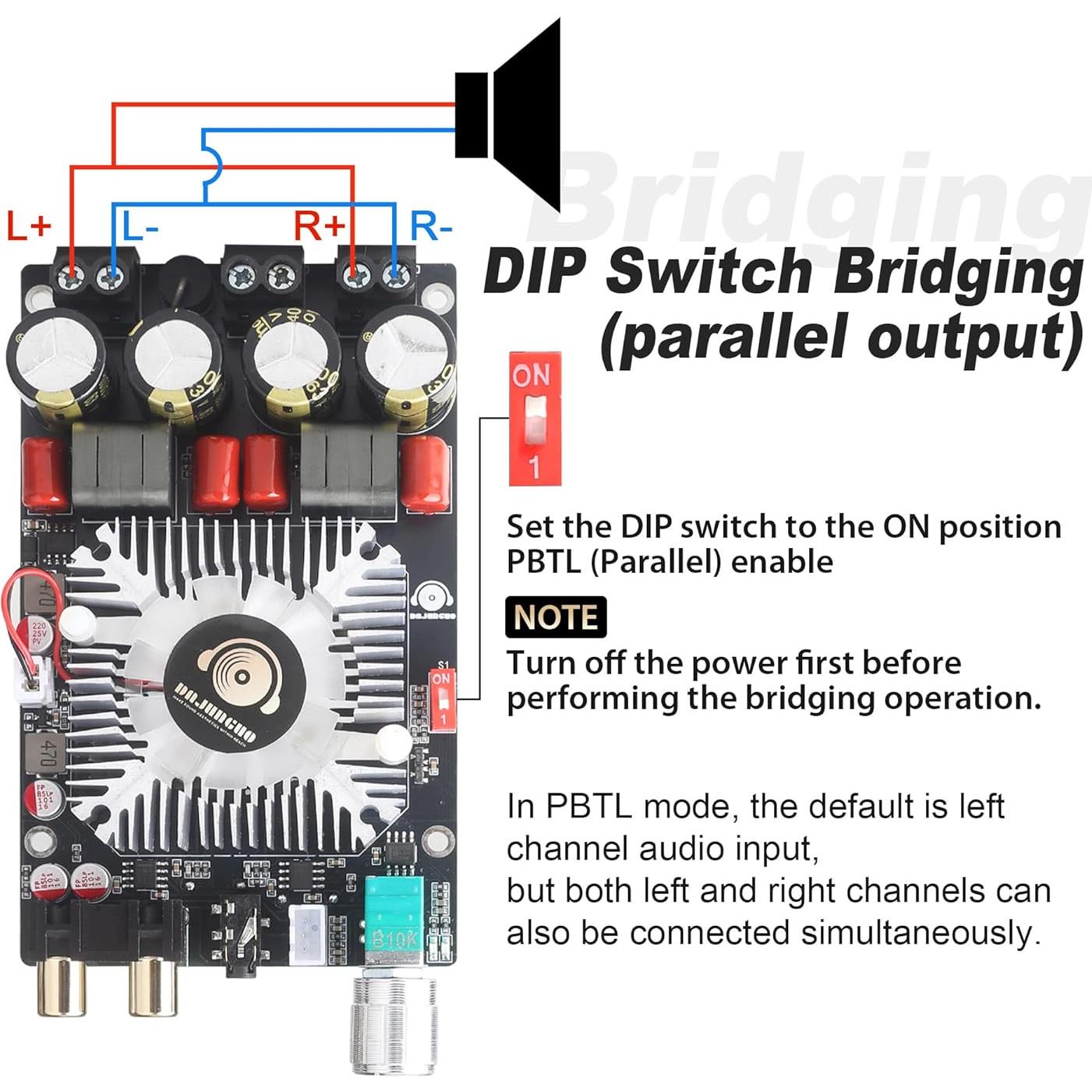 Amplificador Clase D DAJUNGUO ZK-2202 220W x2 Estéreo 350W Puenteado