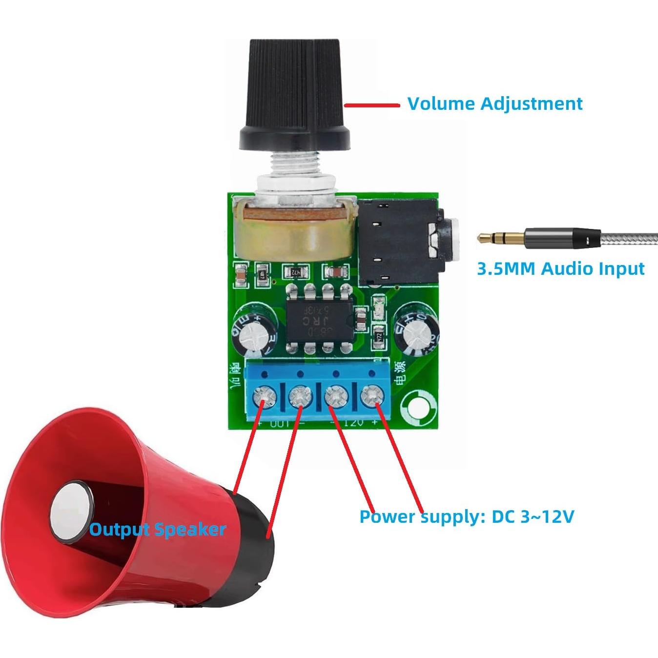 Placa Amplificador de Audio LM386 10W WWZMDiB 3 Pcs 3-12V