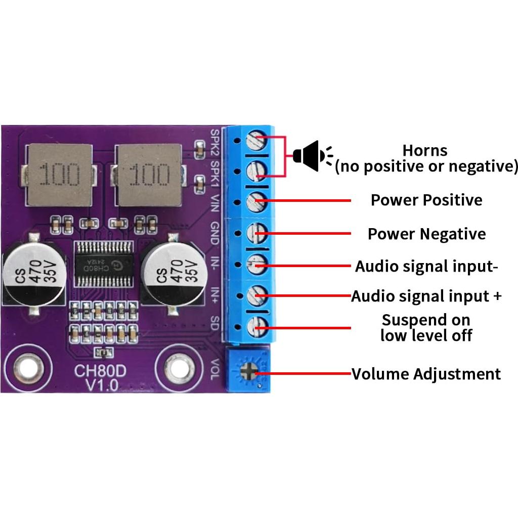 Módulo Amplificador de Voz JRGKJCP JR-CH80D 80W Clase D