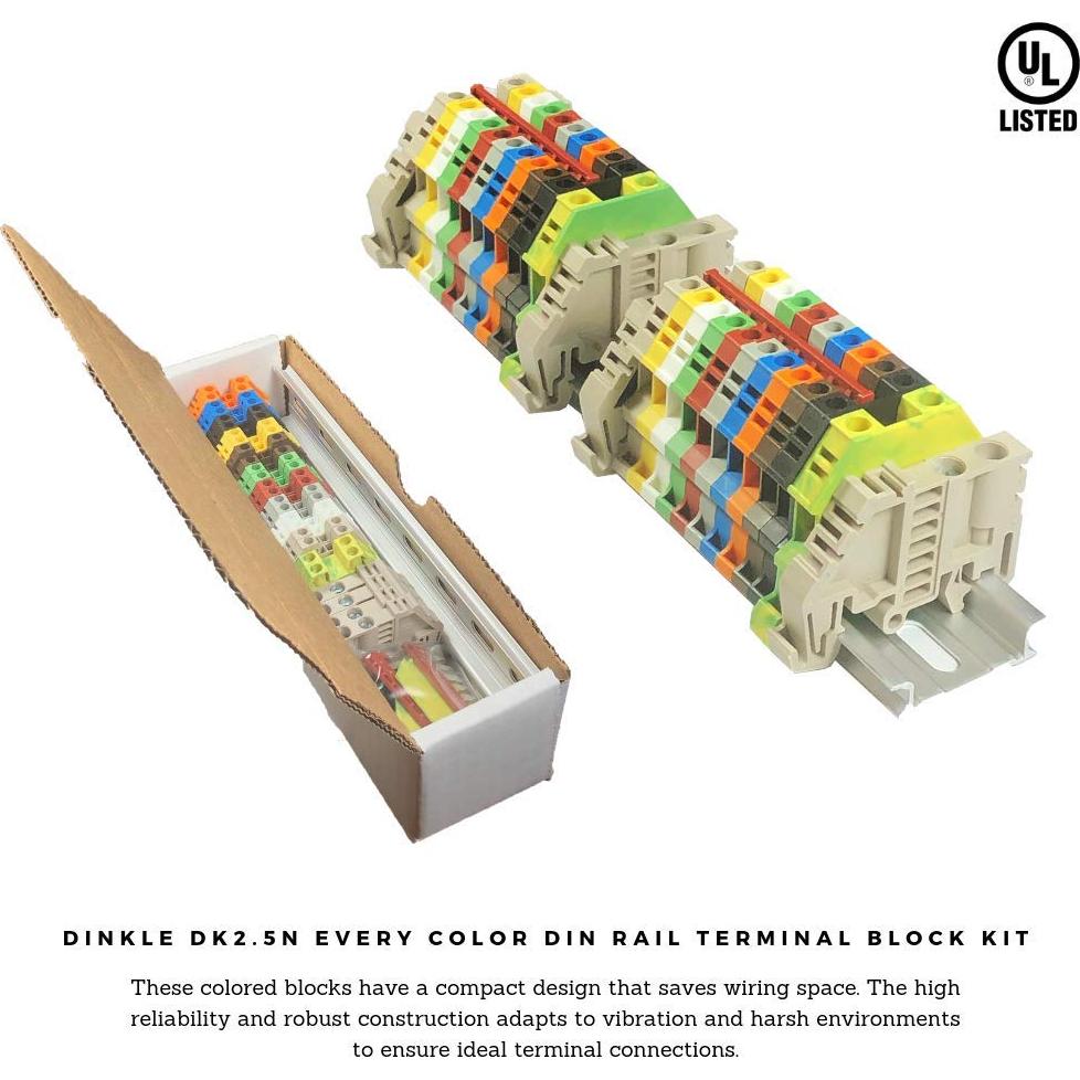 Kit de Bloques de Terminales DIN Dinkle DK2.5N 20A 600V