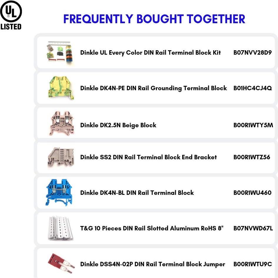 Kit de Bloques de Terminales DIN Dinkle DK2.5N 20A 600V