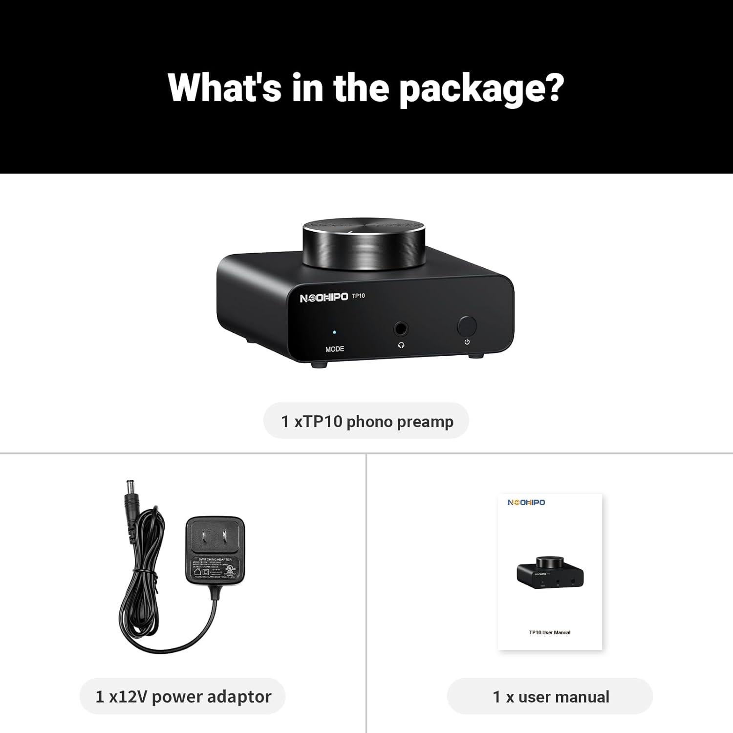 NEOHIPO TP10 Preamplificador de Phono para Tocadiscos Hi-Fi