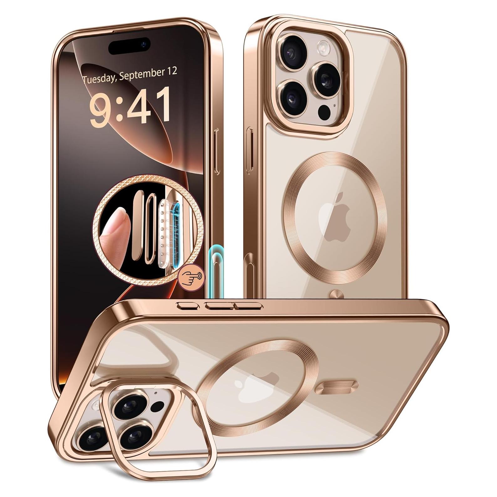 Funda Magnética GolbinBox para iPhone 16 Pro 6.3" Oro Rosa