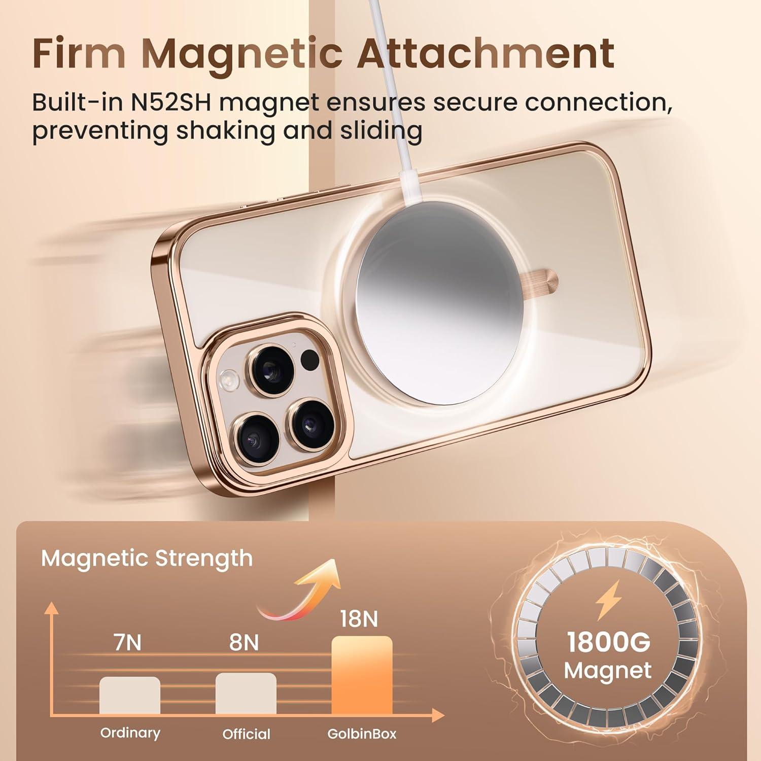 Funda Magnética GolbinBox para iPhone 16 Pro 6.3" Oro Rosa