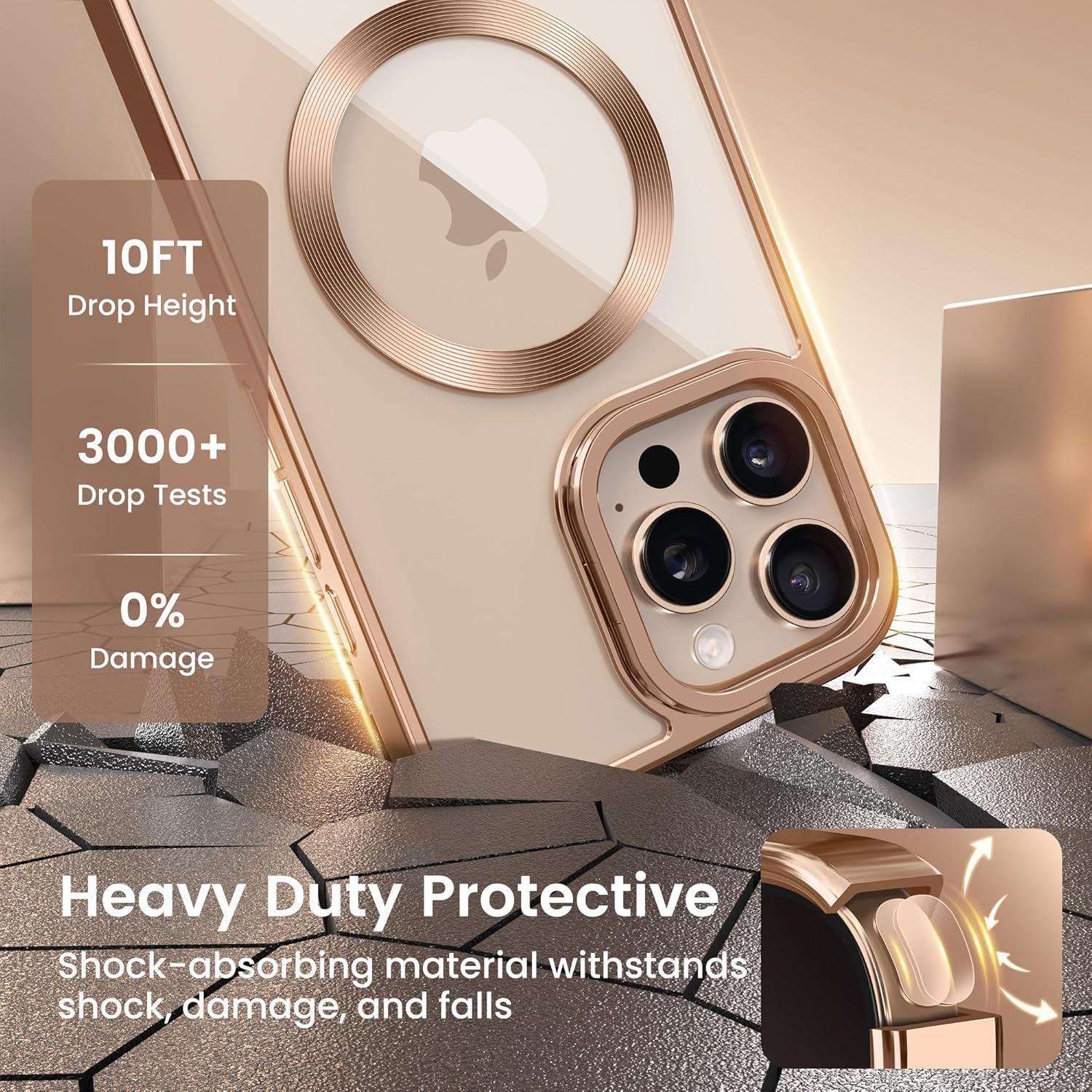 Funda Magnética GolbinBox para iPhone 16 Pro 6.3" Oro Rosa