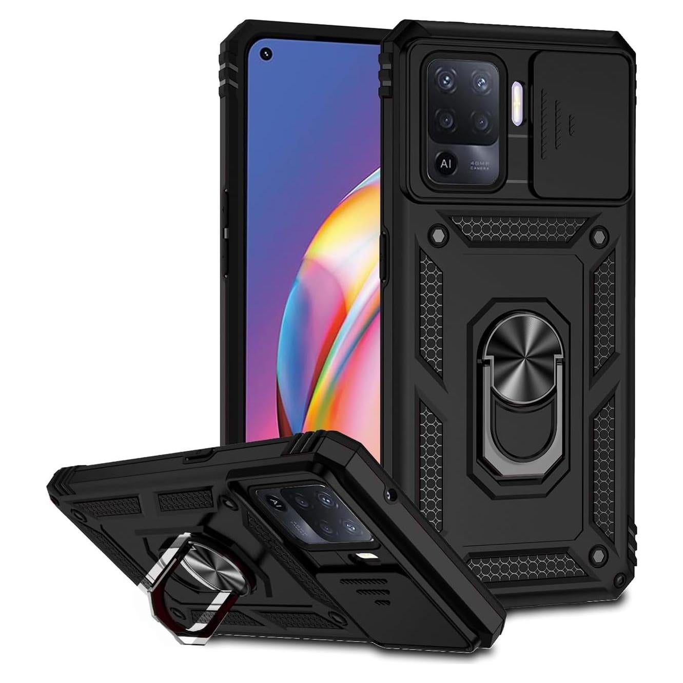 Funda Oppo A94 4G/Reno5 Lite/F19 Pro con soporte 360° Negro