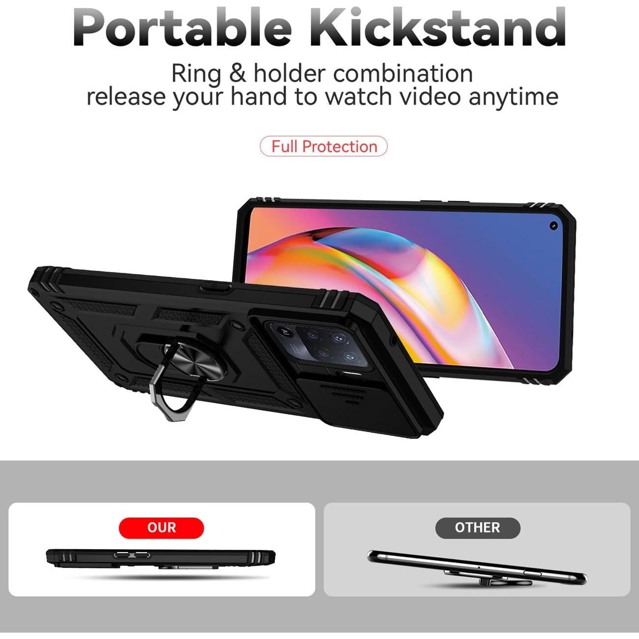 Funda Oppo A94 4G/Reno5 Lite/F19 Pro con soporte 360° Negro