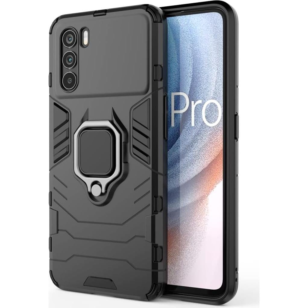 Funda Doble Capa MaiJin para OPPO K9 con Soporte de Anillo Negro