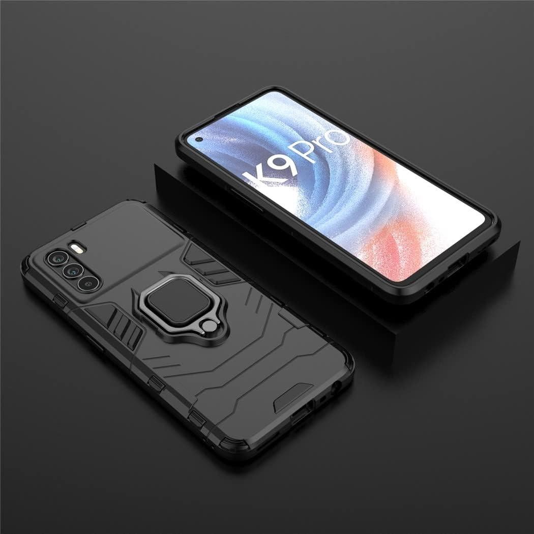 Funda Doble Capa MaiJin para OPPO K9 con Soporte de Anillo Negro