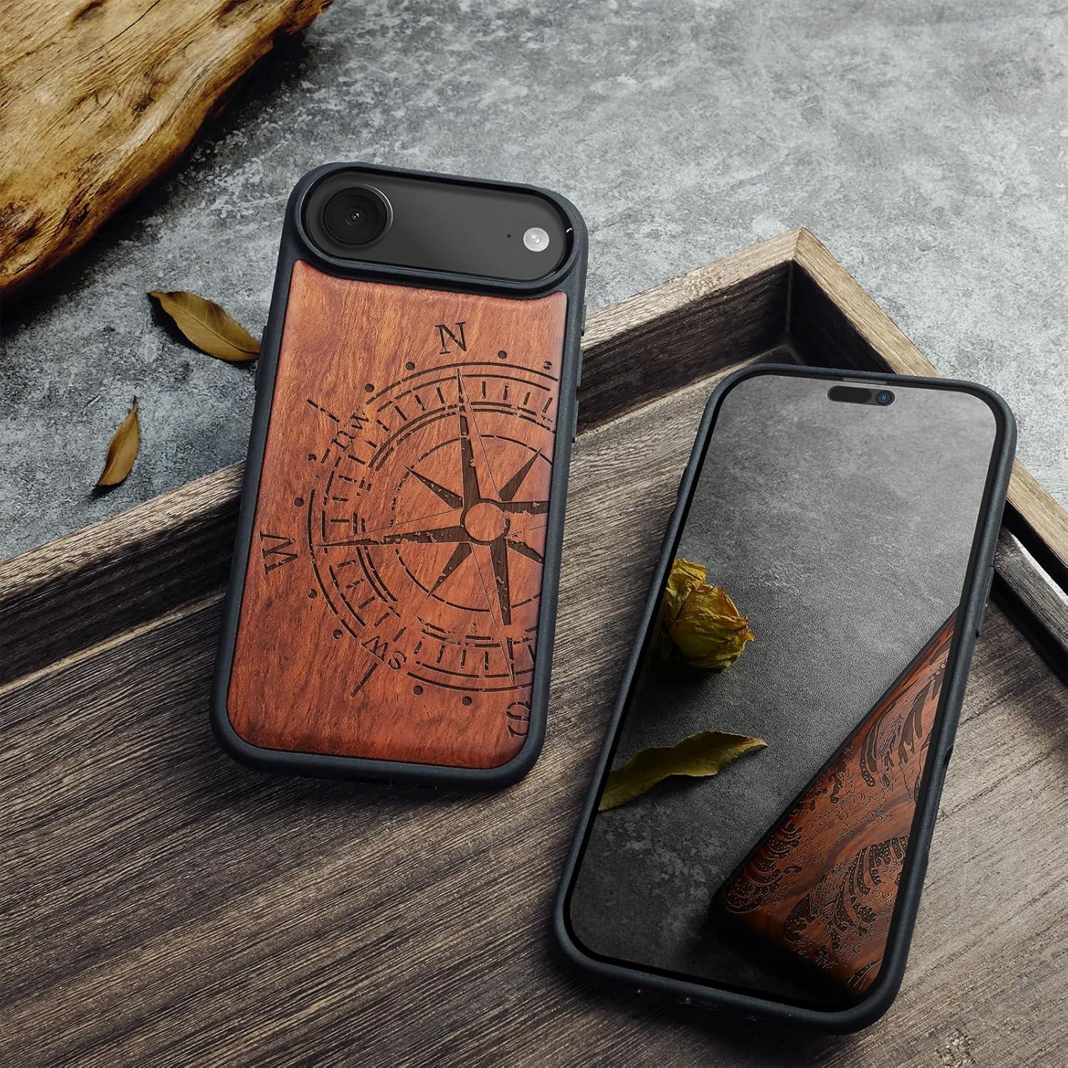 Funda de Madera Magnética Carveit para iPhone Air - Grabado Retro