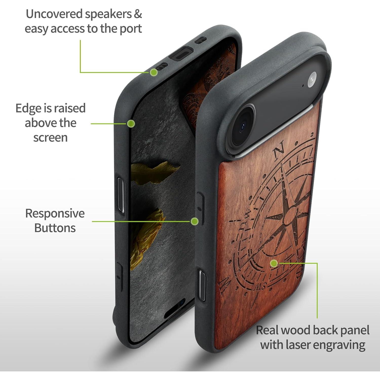 Funda de Madera Magnética Carveit para iPhone Air - Grabado Retro