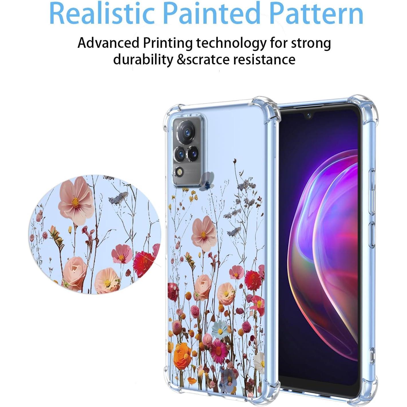 Funda Floral Vivo V21 4G/5G TPU Transparente Antigolpes