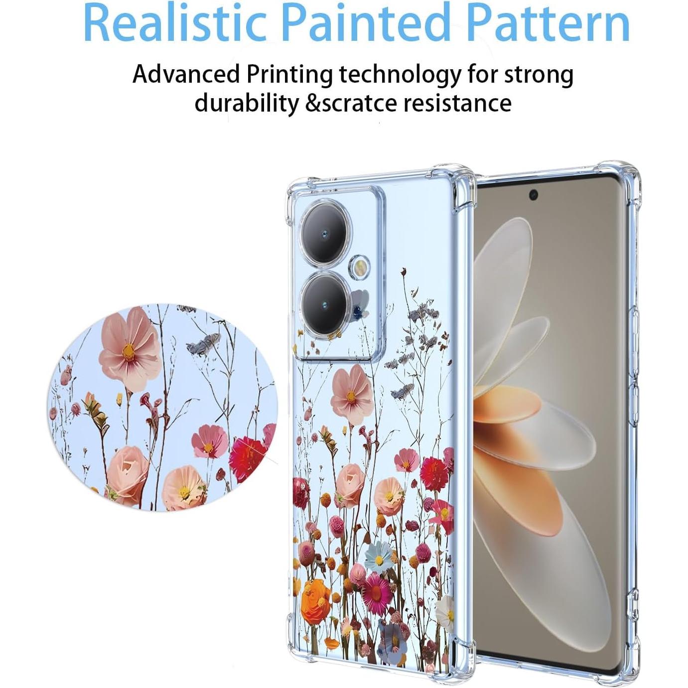 Funda Floral Vivo Y78 Plus / Y78 / V29 Lite - TPU Transparente