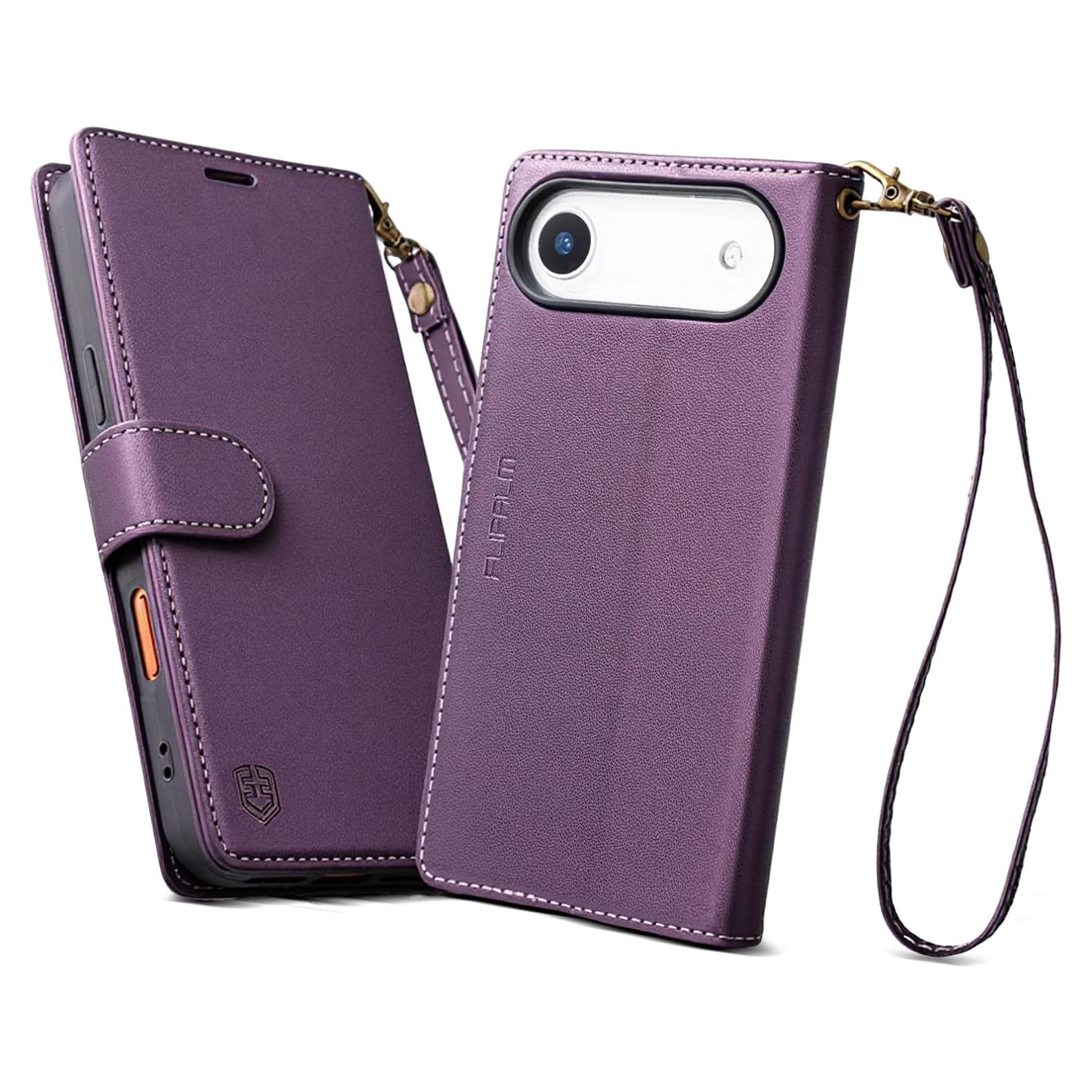 Funda billetera FLIPALM para iPhone 17 Air, cuero PU, púrpura
