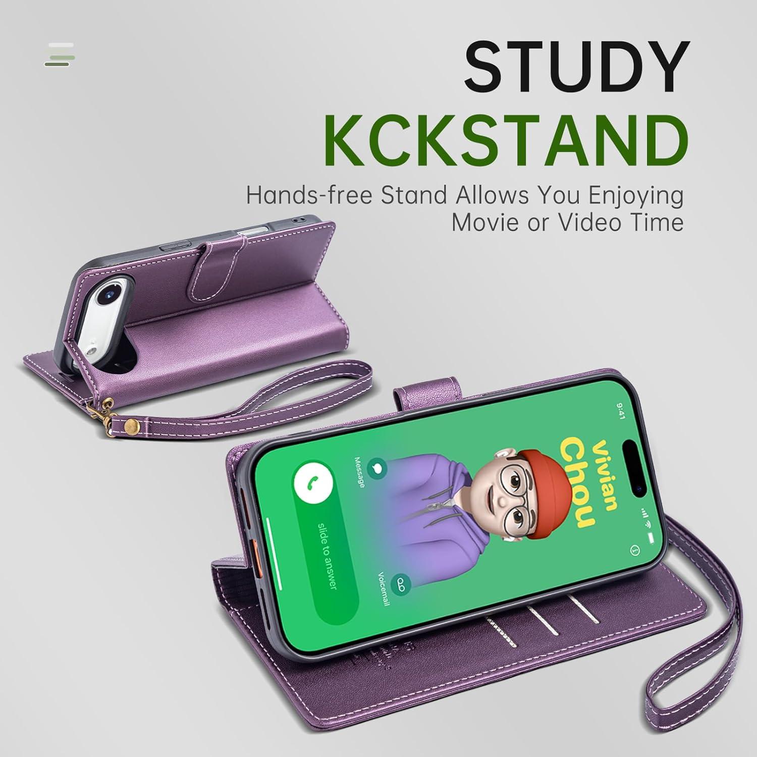 Funda billetera FLIPALM para iPhone 17 Air, cuero PU, púrpura