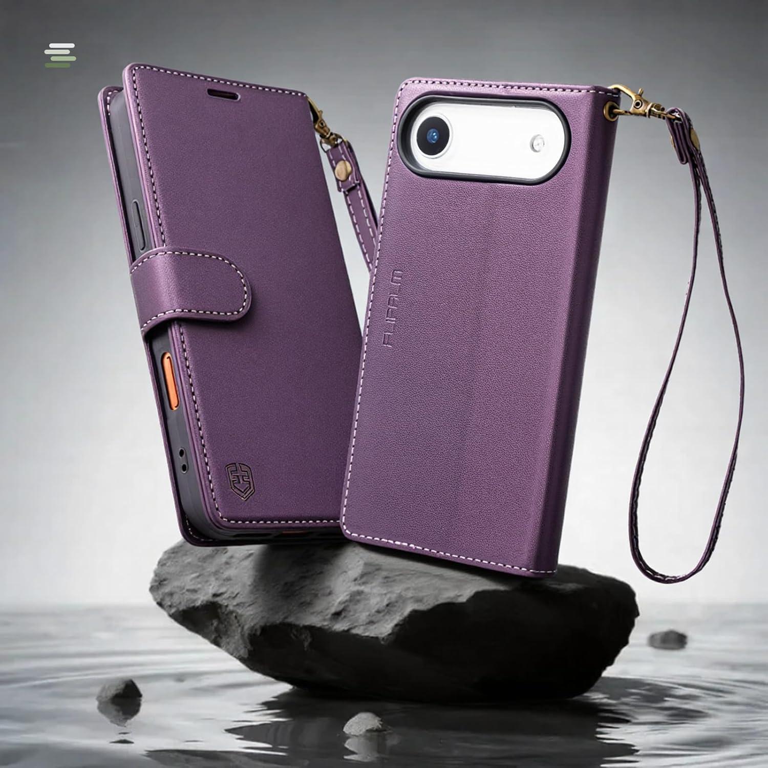 Funda billetera FLIPALM para iPhone 17 Air, cuero PU, púrpura
