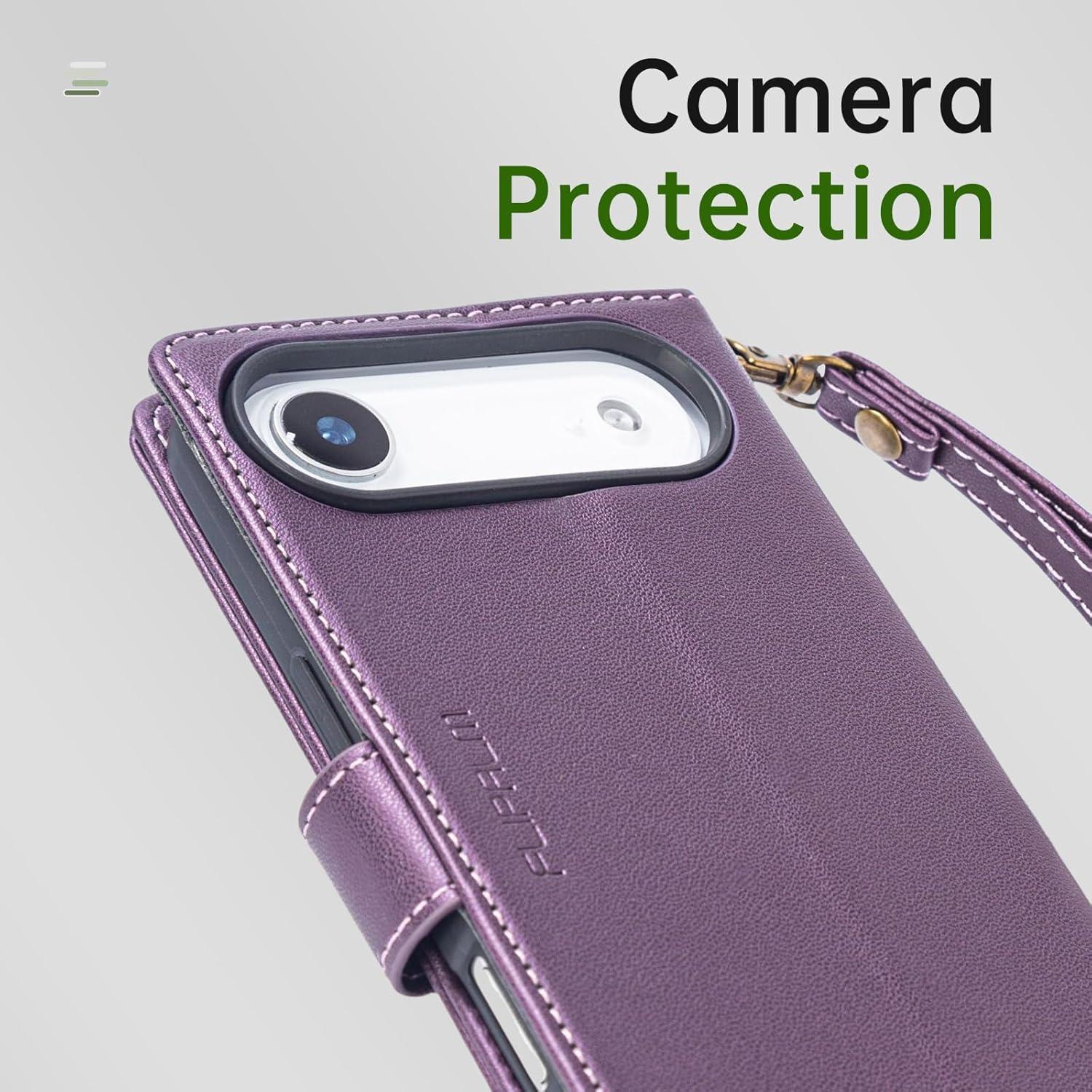 Funda billetera FLIPALM para iPhone 17 Air, cuero PU, púrpura