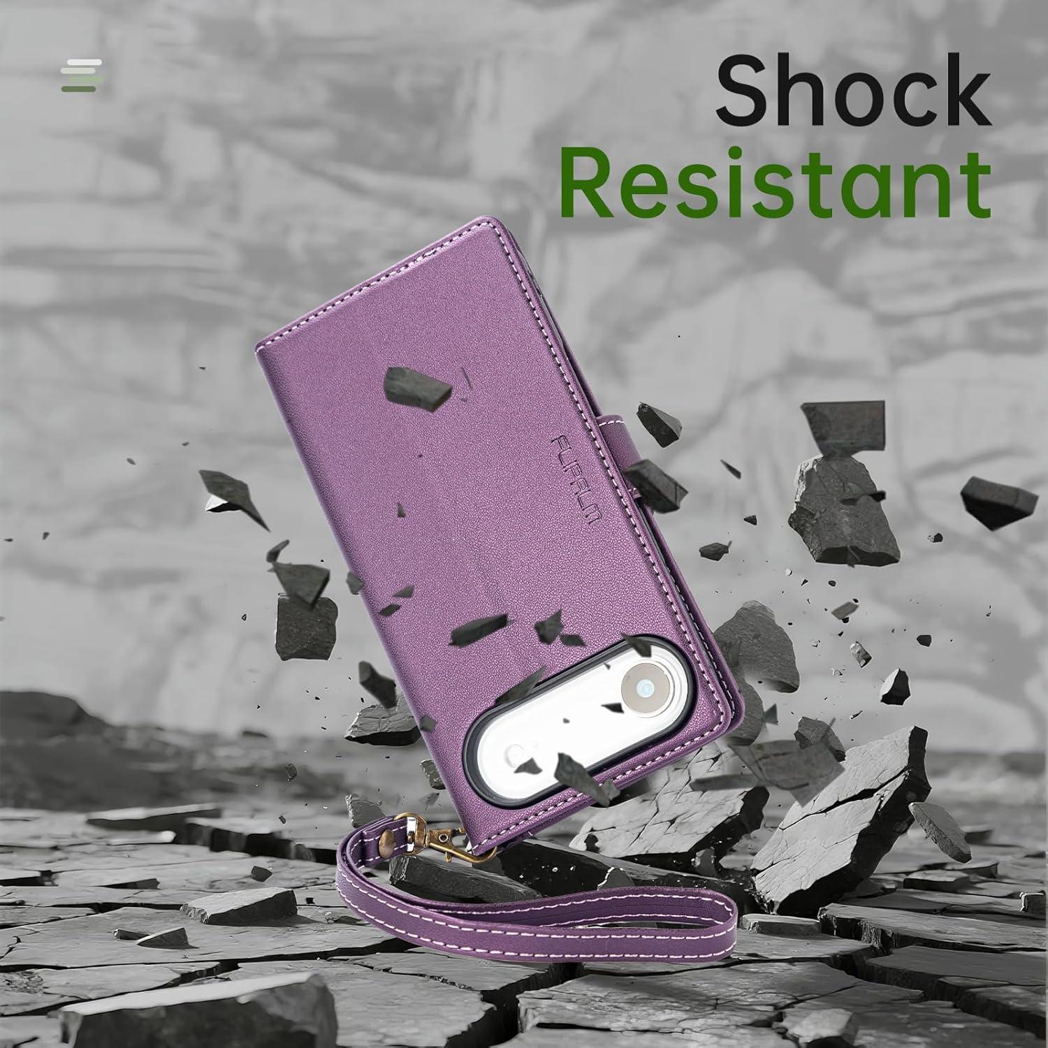 Funda billetera FLIPALM para iPhone 17 Air, cuero PU, púrpura