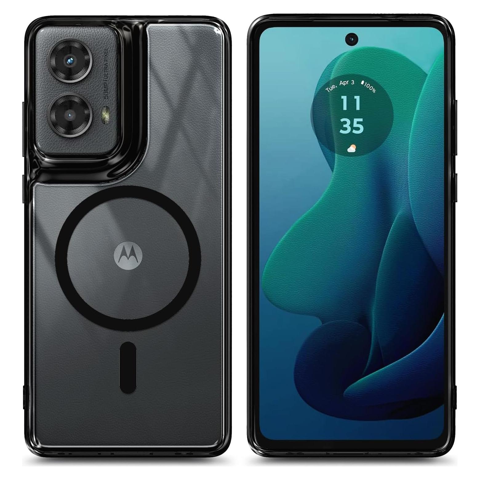 Funda Magnética YZB para Motorola Moto G 5G 2024, Negro/Transparente