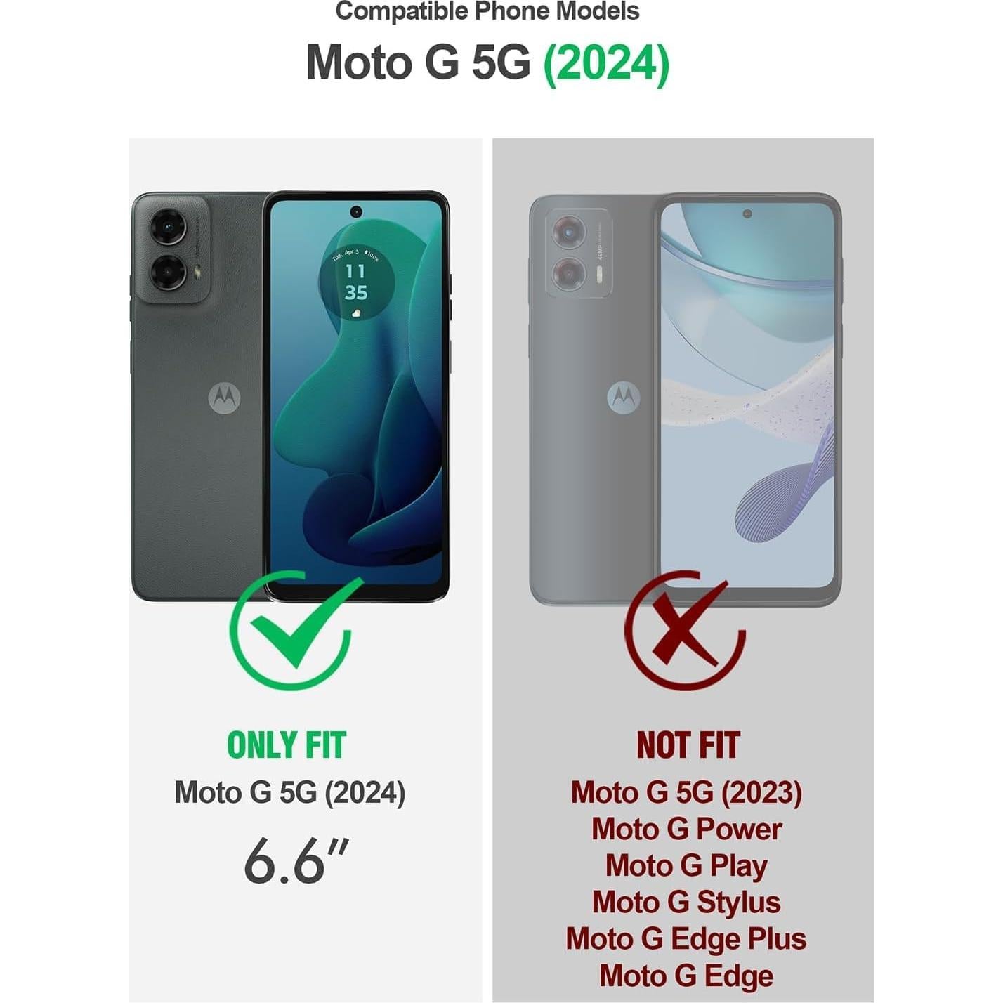 Funda Magnética YZB para Motorola Moto G 5G 2024, Negro/Transparente