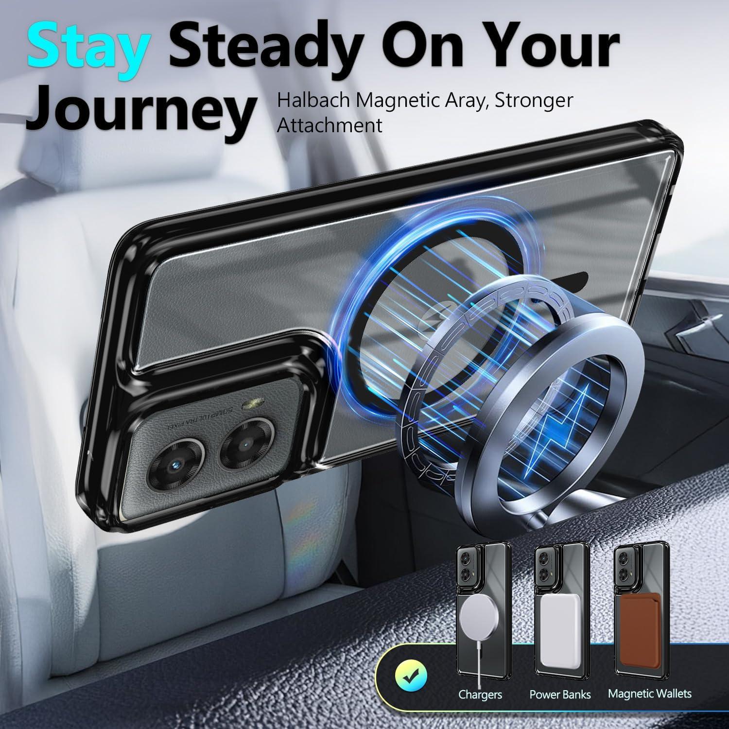 Funda Magnética YZB para Motorola Moto G 5G 2024, Negro/Transparente