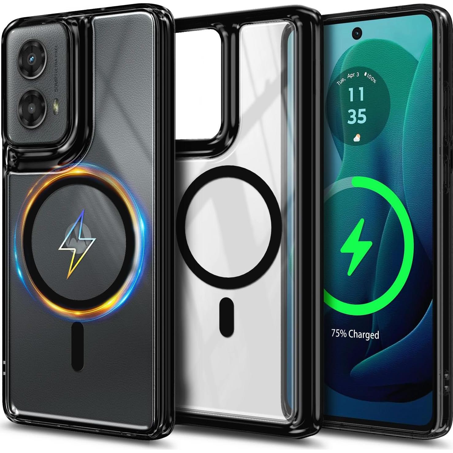 Funda Magnética YZB para Motorola Moto G 5G 2024, Negro/Transparente