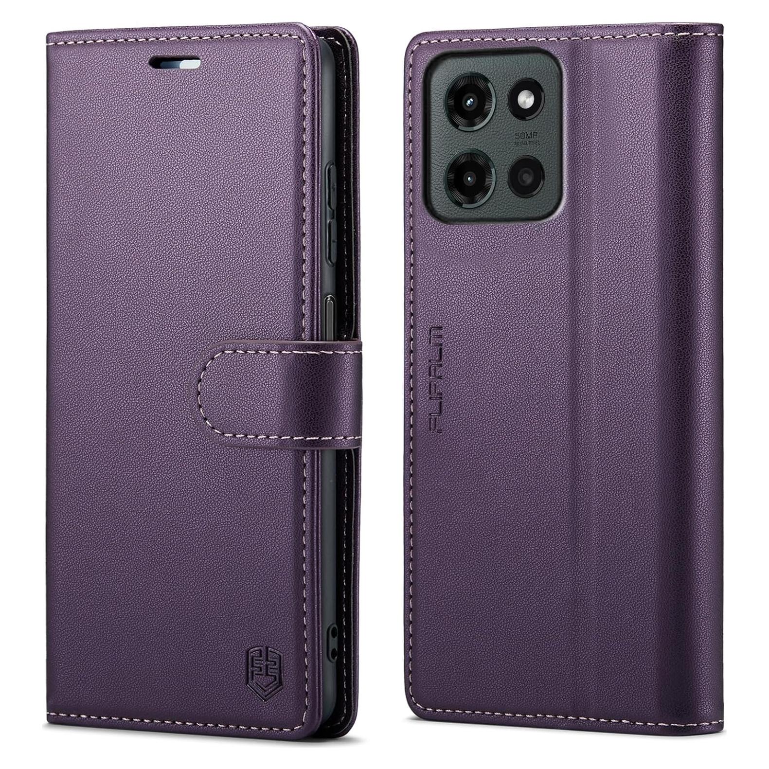 Funda Cartera FLIPALM para Moto G 5G 2025 con RFID Púrpura