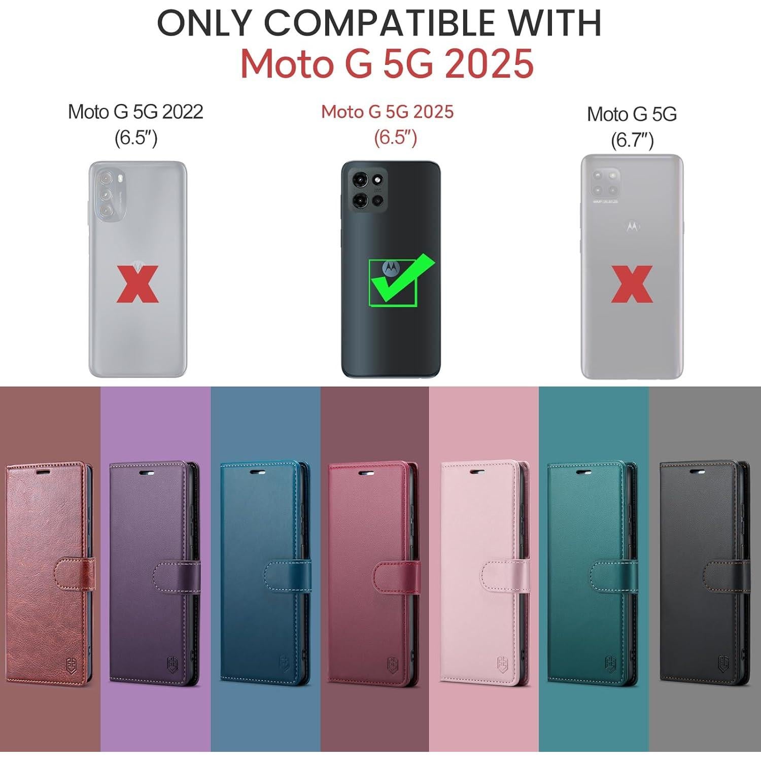 Funda Cartera FLIPALM para Moto G 5G 2025 con RFID Púrpura