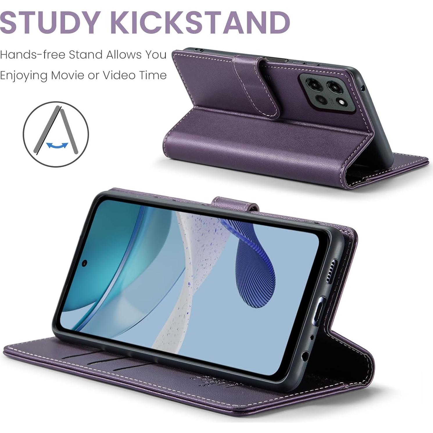 Funda Cartera FLIPALM para Moto G 5G 2025 con RFID Púrpura