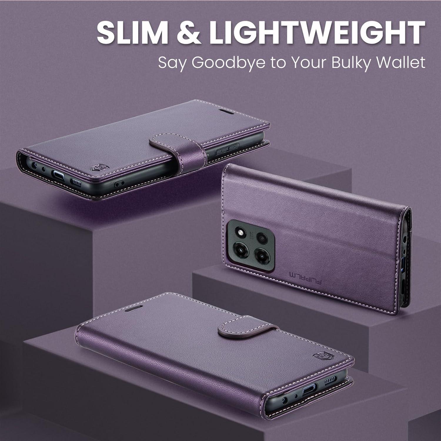 Funda Cartera FLIPALM para Moto G 5G 2025 con RFID Púrpura