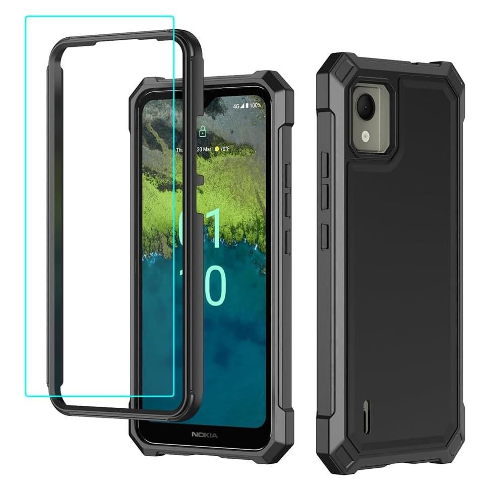 Funda para Nokia C110 con protector de pantalla negra