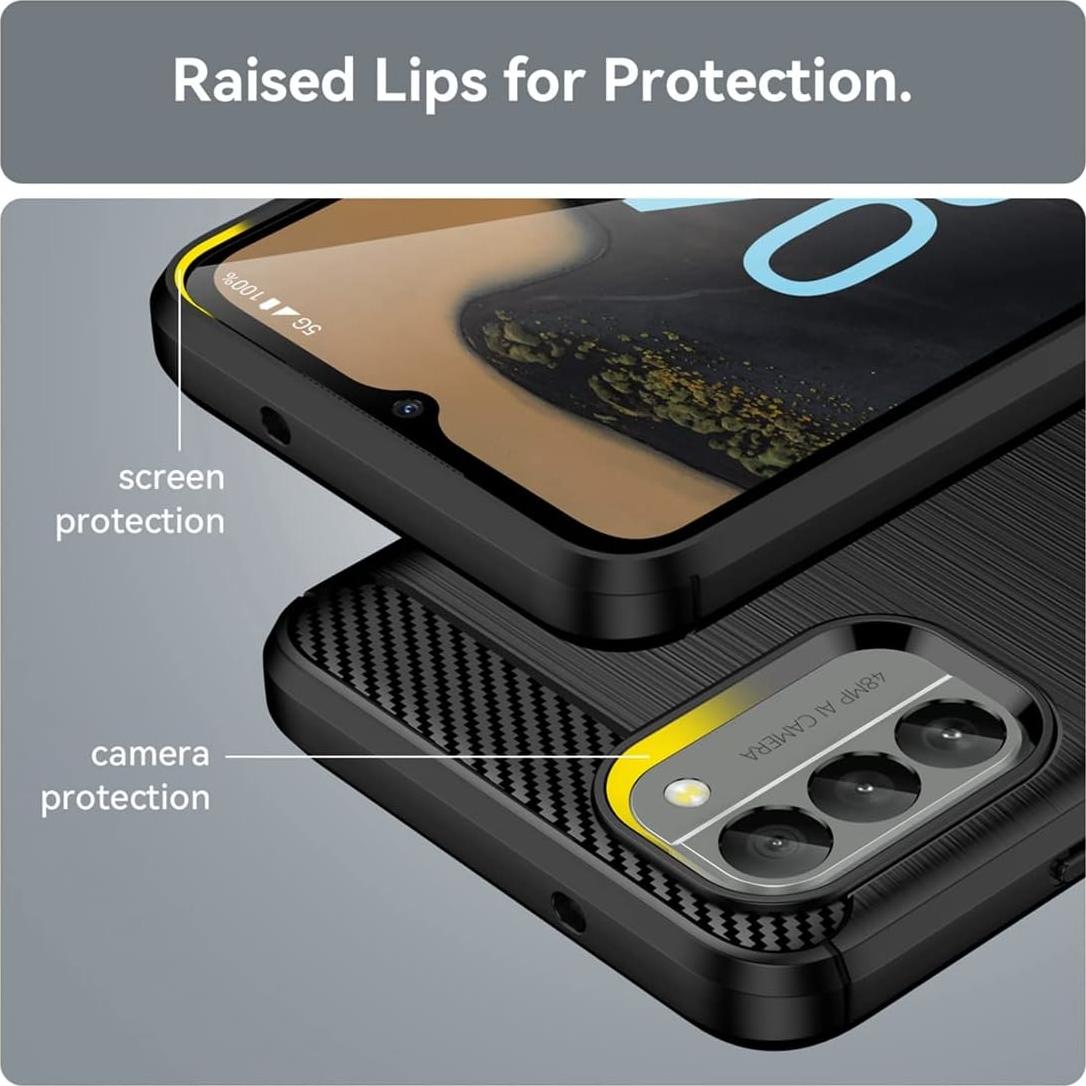 Funda TPU para Nokia G400 N1530DL - Fibra de Carbono Negra