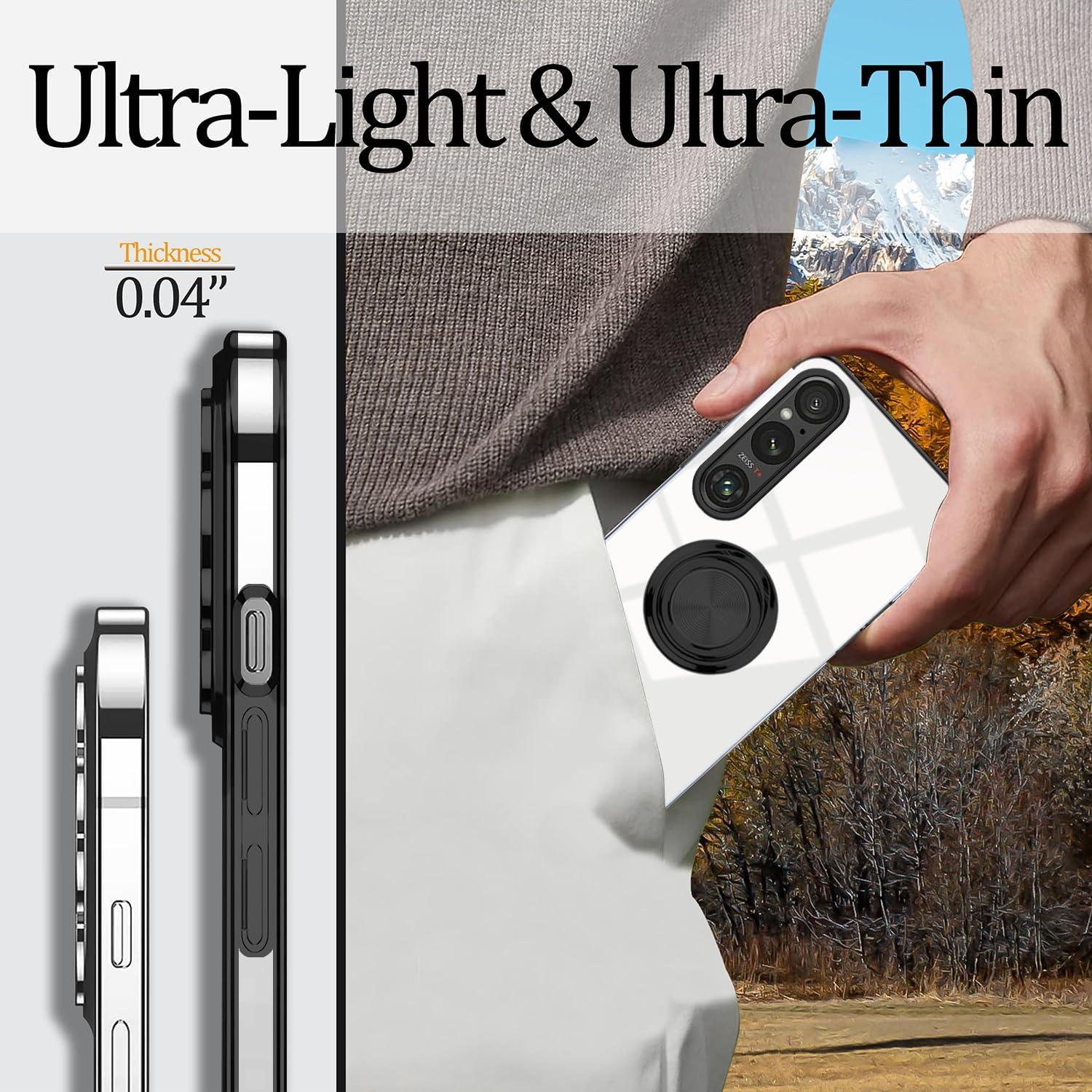 Funda Protectora Sony Xperia 1 V Wousunly Negra con Soporte