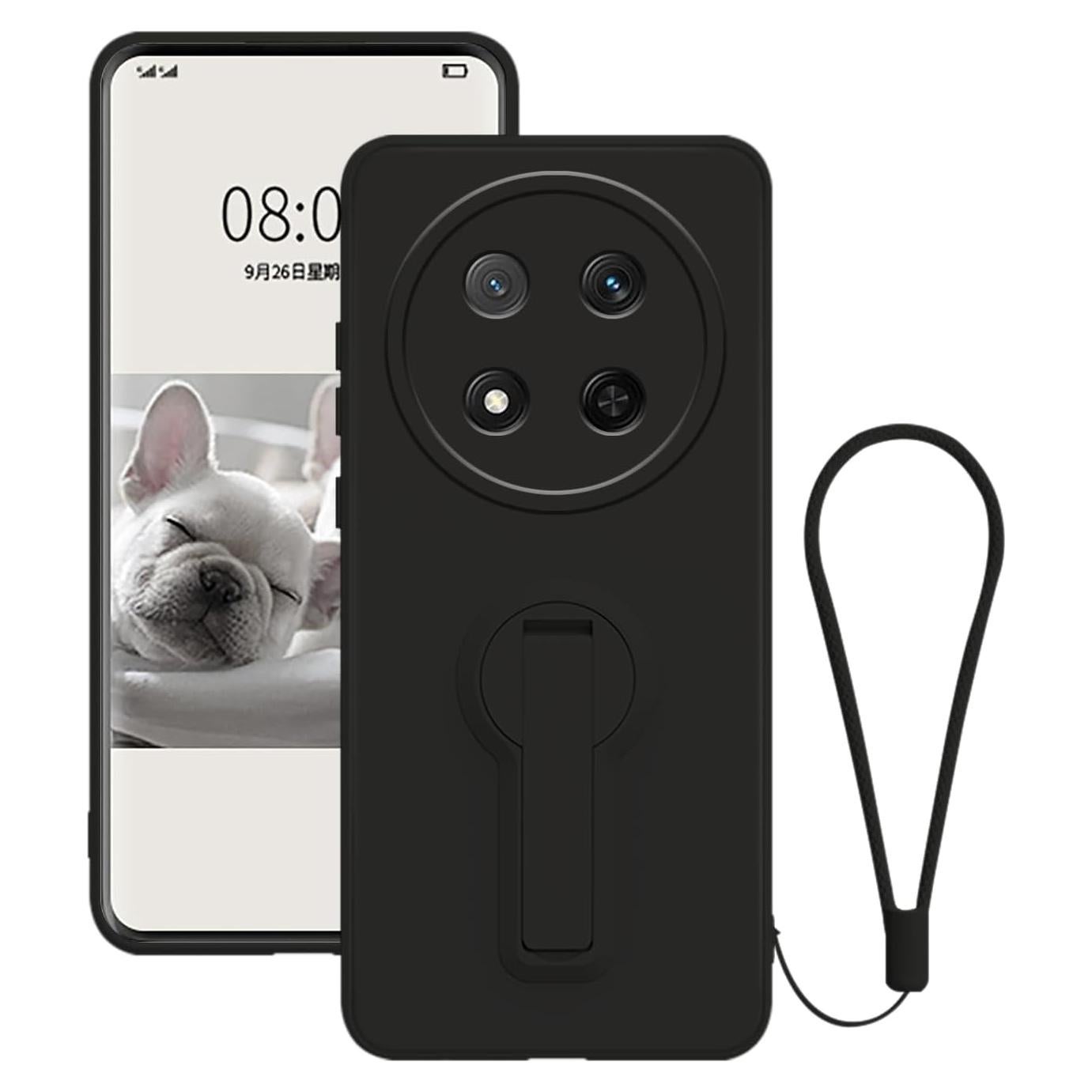 Funda Protectora Honor Magic 7 Lite Silicona Negra con Soporte