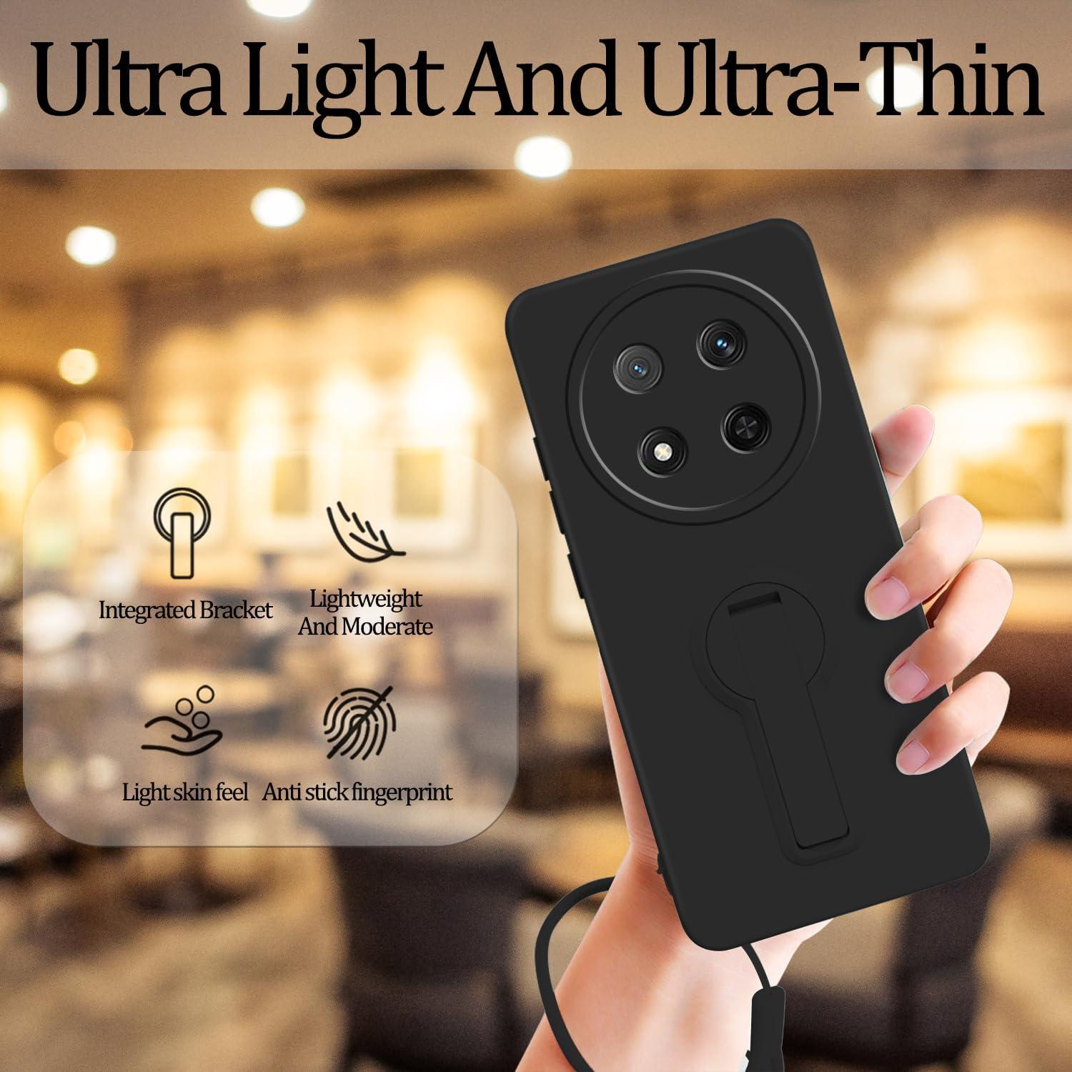 Funda Protectora Honor Magic 7 Lite Silicona Negra con Soporte