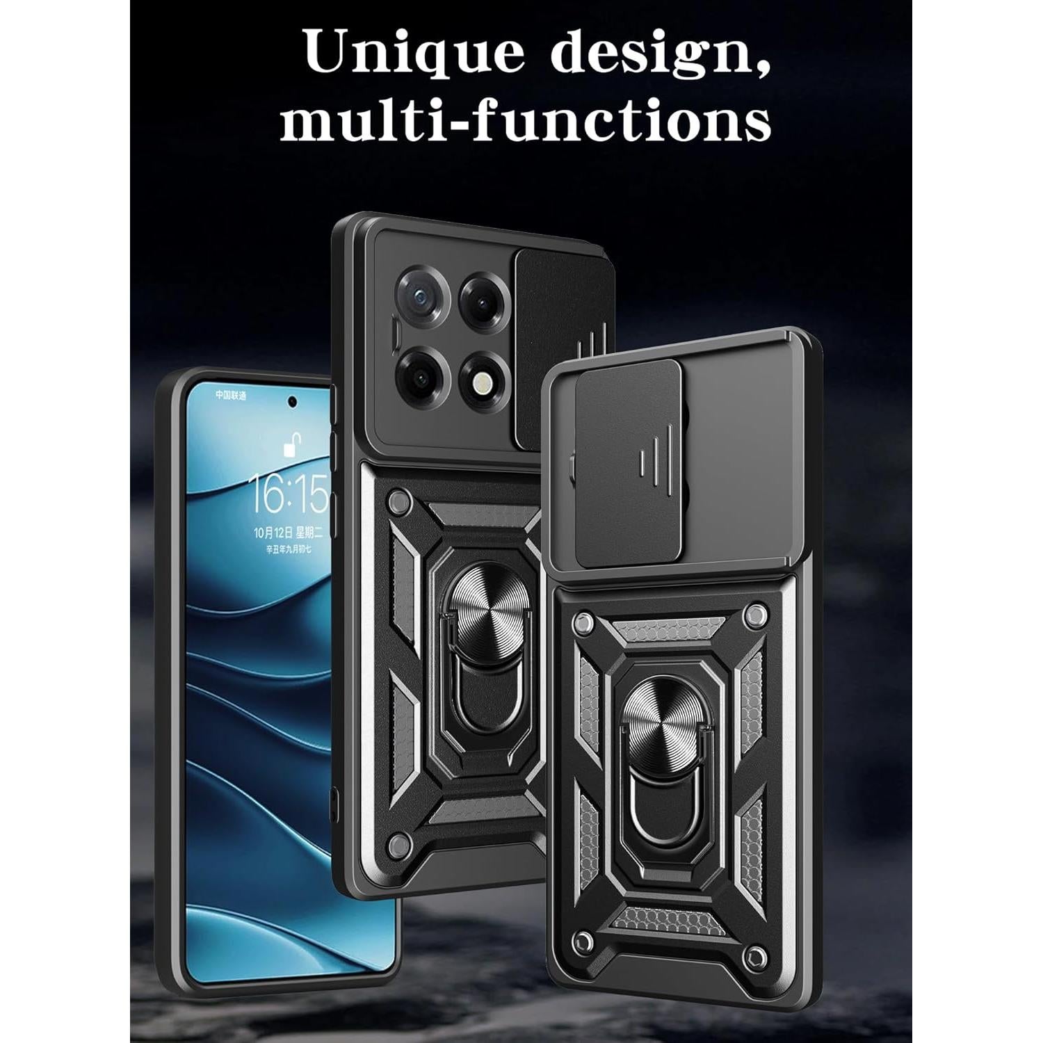 Compatible with Honor X5b Case Cover,with Slide Camera Lens Cover Compatible with Honor X5b Plus GFY-LX2P / X5b GFY-LX2 Case Black