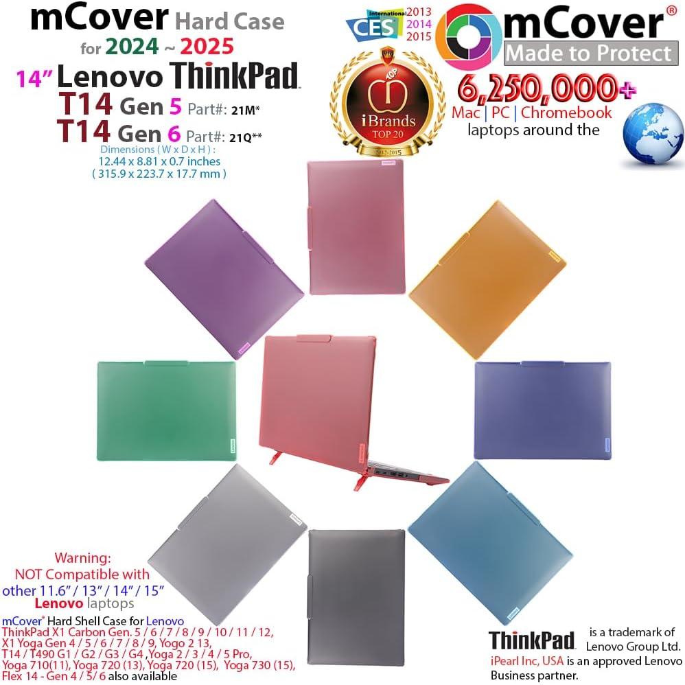 Funda Dura mCover para Lenovo ThinkPad T14 Gen 5/6 14" Rojo