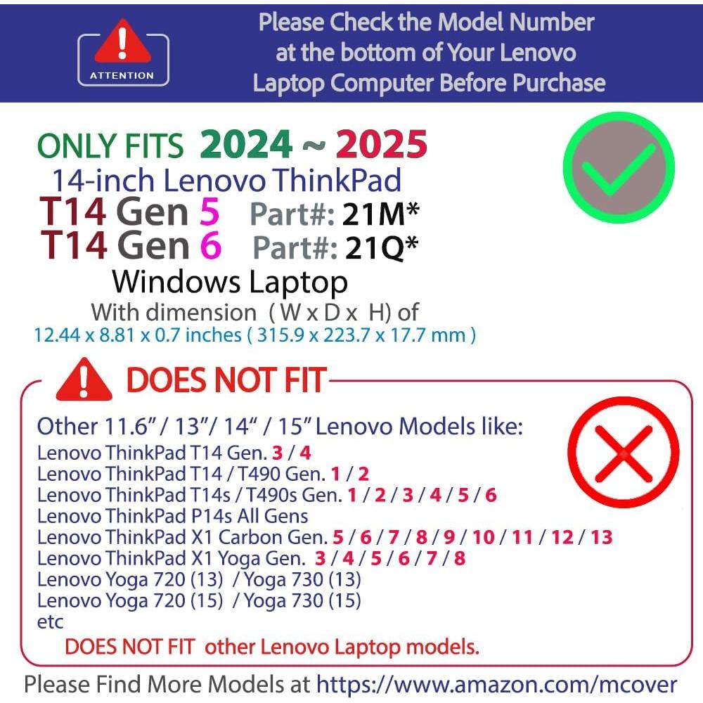 Funda Dura mCover para Lenovo ThinkPad T14 Gen 5/6 14" Rojo