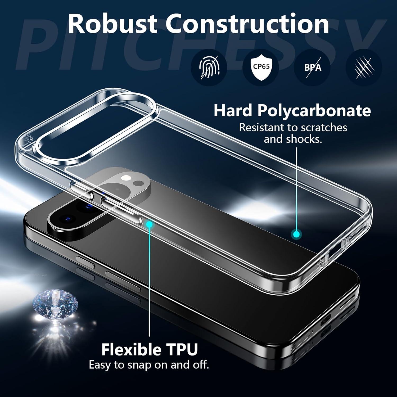 Designed for Google Pixel 9 Pro XL Case Clear,Transparent Shockproof Protective Phone Cases Slim Cover for Google Pixel 9 Pro XL Case,6.8 inch-Clear