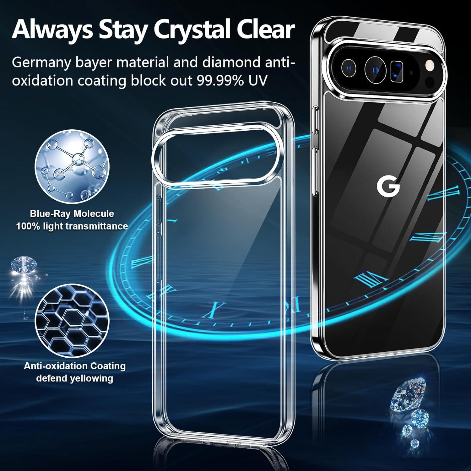 Designed for Google Pixel 9 Pro XL Case Clear,Transparent Shockproof Protective Phone Cases Slim Cover for Google Pixel 9 Pro XL Case,6.8 inch-Clear