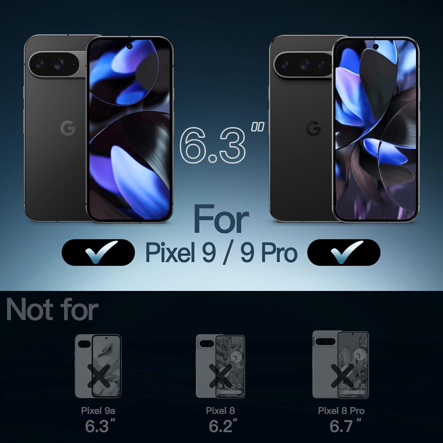 Funda JETech para Google Pixel 9/9 Pro 2024, Antigolpes y Transparente