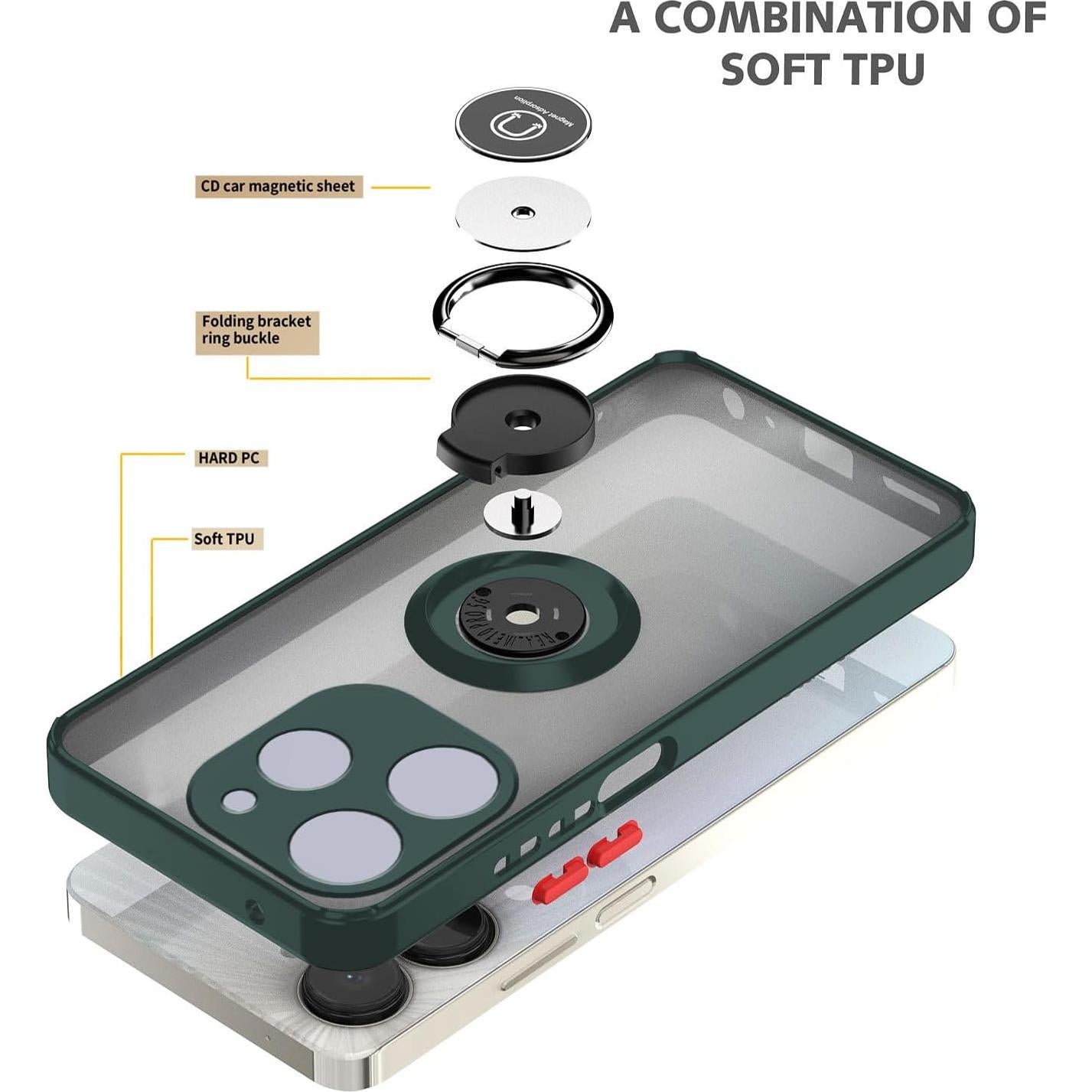 Funda de Silicona TPU Wousunly para Tecno Spark 10 Pro Verde Oscuro