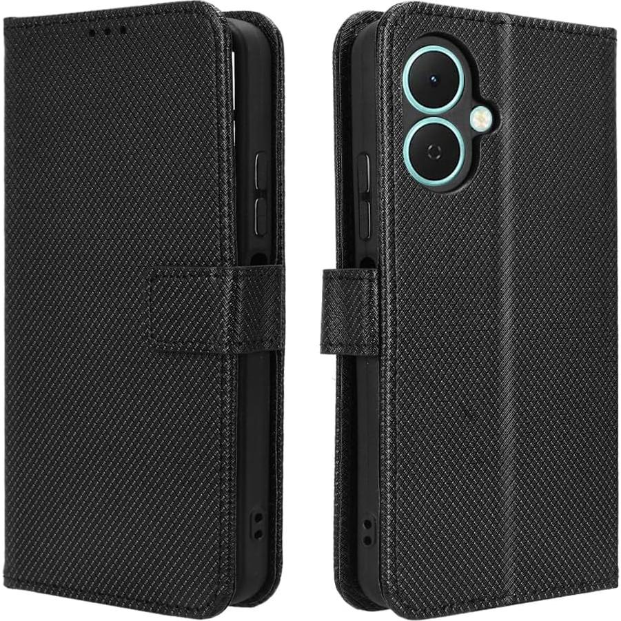 Funda de cuero PU Tecno Spark Go 2 Elubugod negra con soporte