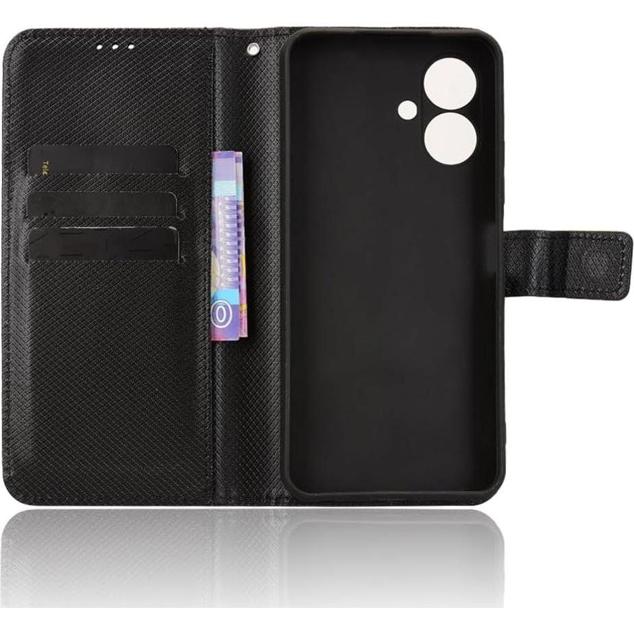 Funda de cuero PU Tecno Spark Go 2 Elubugod negra con soporte