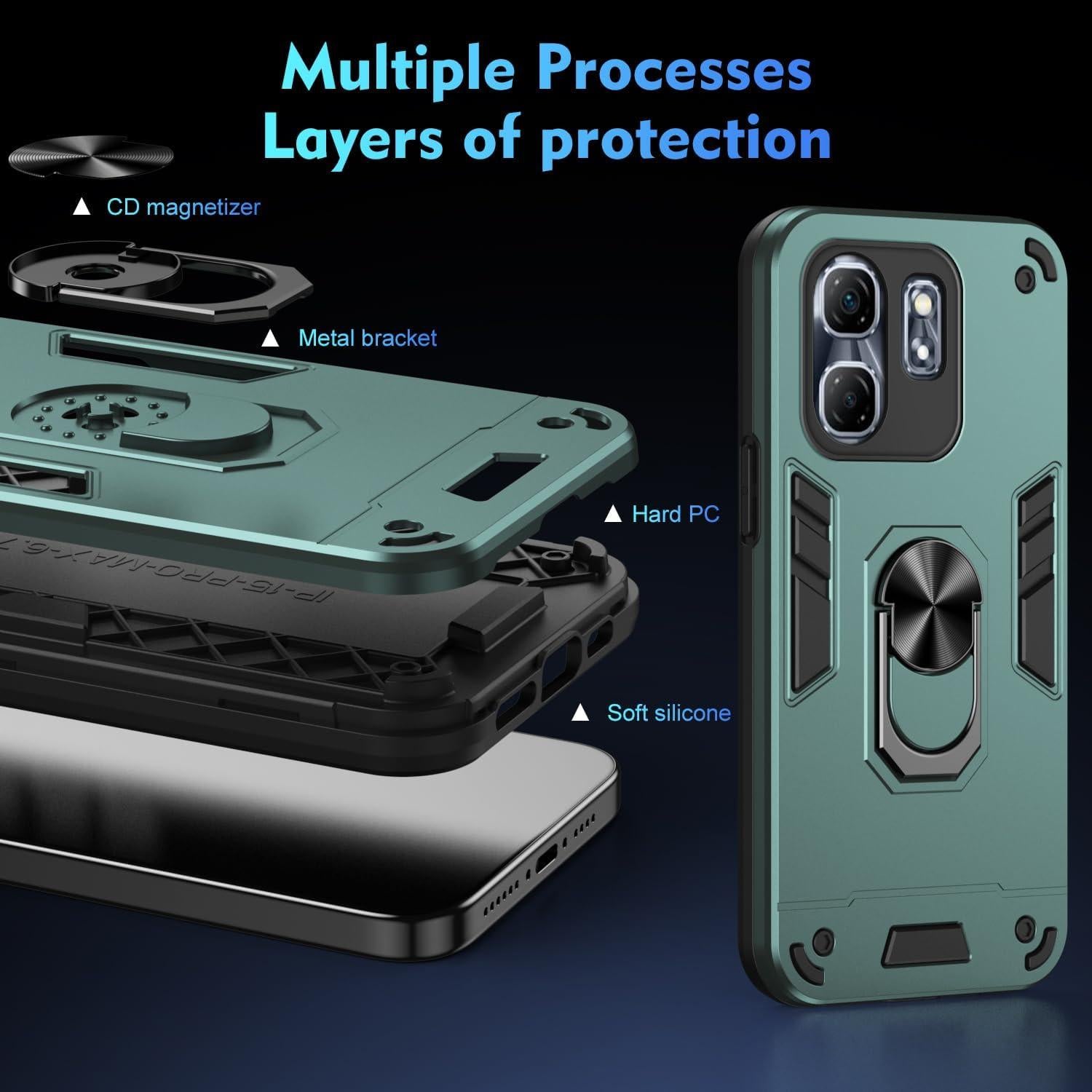 Funda Magnética Verde para Infinix Hot 50i y Smart 9 con Soporte